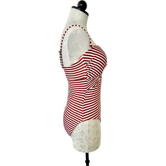 Kona Sol One Piece Striped Twist Swim Suit Size Medium - Picture 4 of 12